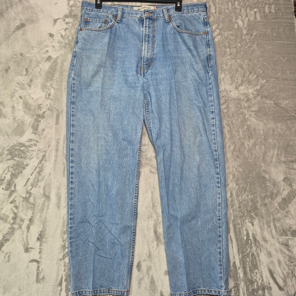 Levis 550 Relaxed Fit Light Wash Denim Jeans Mens 40x32 Blue 100% Cotton